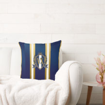 Lujo Azul y Blanco con Cresta Monogramada Decorati