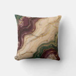 Cojín Decorativo Lujo Burgundy Verde Esmeralda Oro Mármol Floral