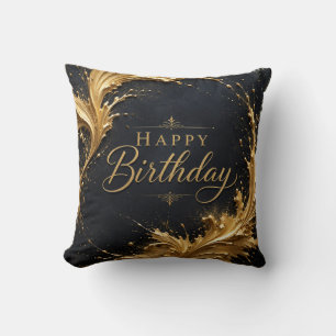 Cojín Decorativo Lujo Cumpleaños Elegancia Salpicadura de Oro