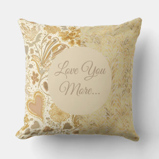 Cojín Decorativo Lujo, Día de San Valentín, Te Amo Más, Beige Dorad