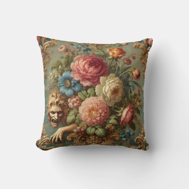 Cojín Decorativo Lujo - Diseño floral gótico (Anverso)