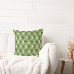 Cojín Decorativo Lujo Glam Verde Salvia Falso Terciopelo