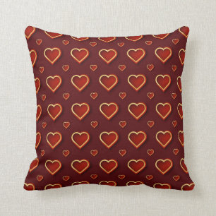 Cojín Decorativo Lujo Moderno Elegante Amor Rojo Oro Corazón