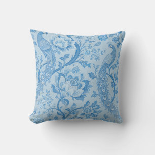 Cojín Decorativo Lujo patrón azul pavo real pálido persa