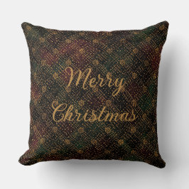 Cojín Decorativo Lujo, Patrón de Navidad, Feliz Navidad en Oro