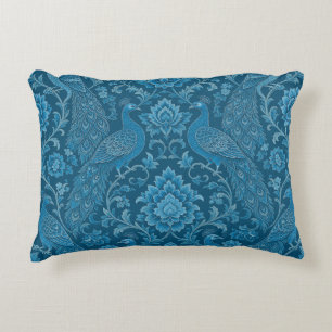 Cojín Decorativo Lujo Persa Este Rico Patrón Azul de Pavo Real