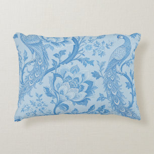 Cojín Decorativo Lujo Persa Pálido Patrón Azul Pavo Real