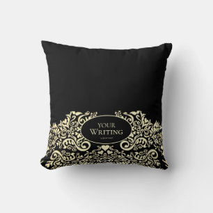Cojín Decorativo Lujo Personalizado Negro y Dorado