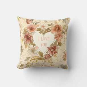 Cojín Decorativo Lujo,San Valentín,Te Amo,Rosas,Corazón de Amor