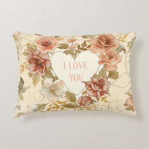 Cojín Decorativo Lujo,San Valentín,Te Amo,Rosas,Corazón de Amor