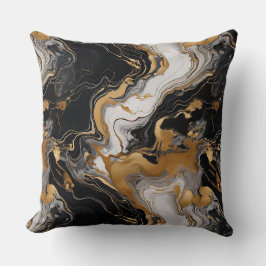Cojín Decorativo Lujo Serenity Negro, Oro y Marble Blanco inspirado