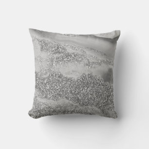 Cojín Decorativo Lujosa geoda de ágata con brillo gris plateado