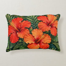 Lujosas flores tropicales de hibisco naranja selva