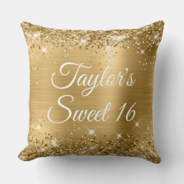 Cojín Decorativo Lujoso Brillante Dorado Purpurina Glam Sweet 16 Gr