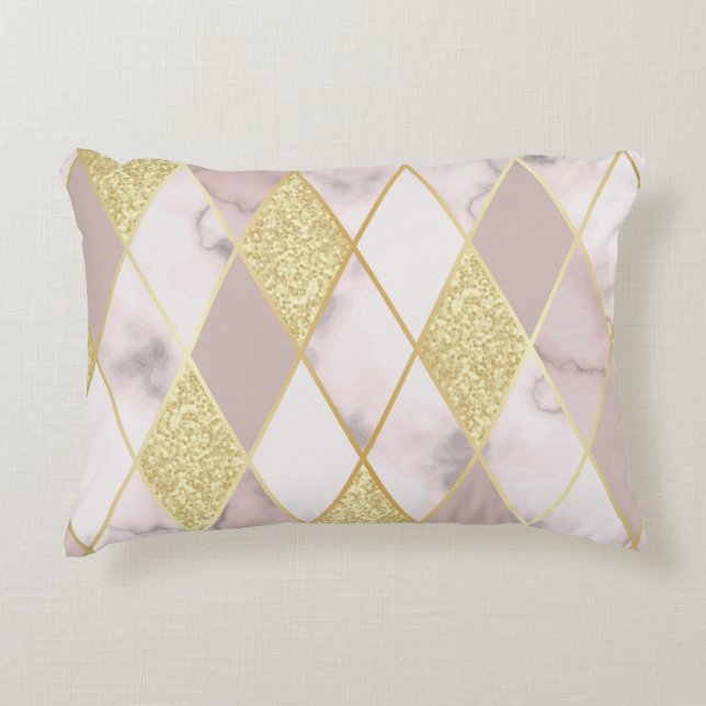 Cojín Decorativo Lujoso Marble Golden Geométrico (Anverso)