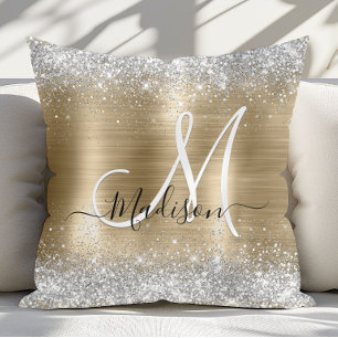 Cojín Decorativo Lujoso metal cepillado oro plata falso brillo