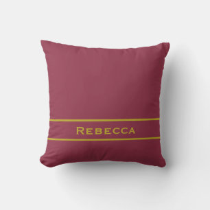 Cojín Decorativo Lujoso Monograma Retro Rojo Sólido
