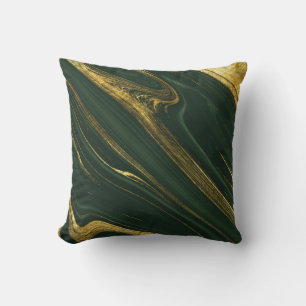 Cojín Decorativo Lujoso Onyx Verde: Mármol Dorado.