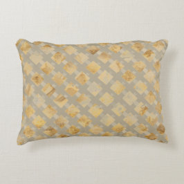 Cojín Decorativo Lujoso, patrón de celosía de caqui dorado, entrecr