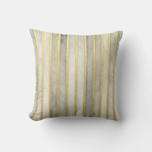 Cojín Decorativo Lujoso, rayas grises Beigi dorado, elegante, moder