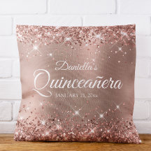Lujoso Rosa Dorado Glam Gradiente Quinceañera 15
