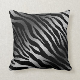 Cojín Decorativo Lujoso Zebra Moderna Línea Negra Plata