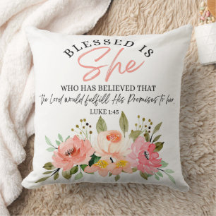Cojín Decorativo Luke 1:45 bendecida es su escritura floral