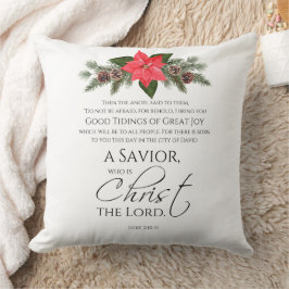 Cojín Decorativo Luke 2:10-11 Navidades de Poinsettia Scripture