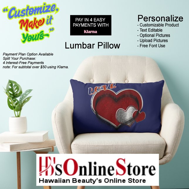 Cojín decorativo Lumbar Azul de la Marina Mágica d (Heart Magic Navy Lumbar Throw Pillow.)