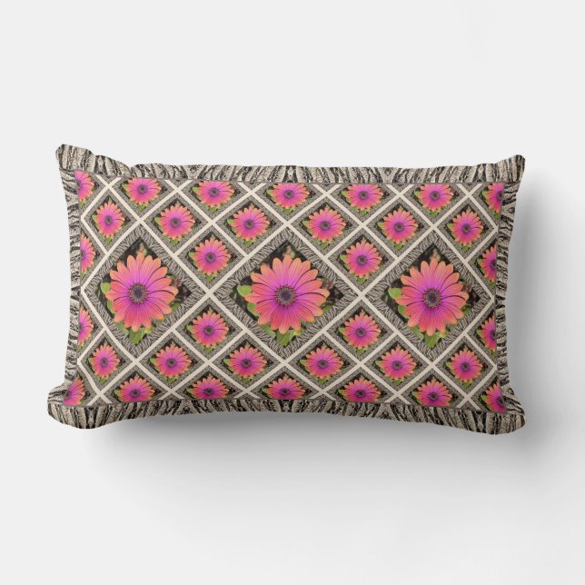 Cojín decorativo lumbar con brillantes Gazanias (Anverso)