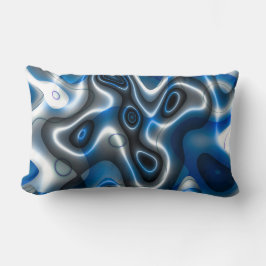 Cojín decorativo Lumbar de Arte Fractal Azul/Gris