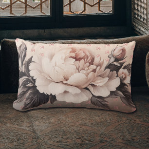Cojín decorativo lumbar de beige floral Boho monog