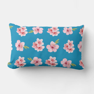 Cojín decorativo lumbar de impresión floral rosa y
