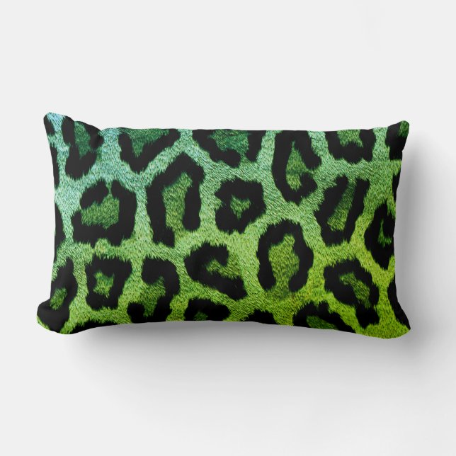 Cojín decorativo Lumbar de Leopardo Verde (Anverso)