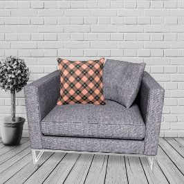 Cojín Decorativo Lumberjack Coral Negro Cuadros Rosa  