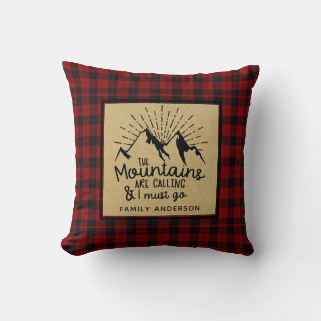 Cojín Decorativo Lumberjack Las Montañas Están Llamando Personaliza (Anverso)