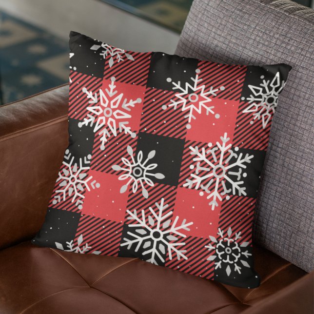 Cojín Decorativo Lumberjack Snowflake Woodsman Tartan Plaid (Subido por el creador)
