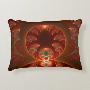 Cojín Decorativo Luminoso fractal abstracto moderno naranja rojo