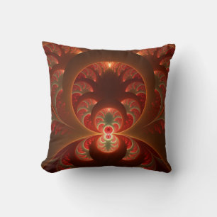 Cojín Decorativo Luminoso fractal abstracto moderno naranja rojo