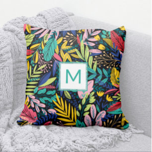 Cojín Decorativo Luminoso Monograma Verde azulado Moderno Salta Art
