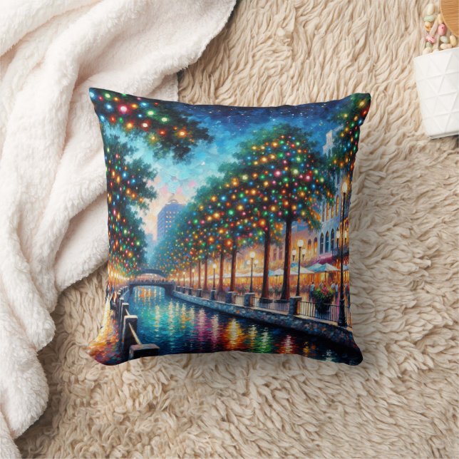 Cojín Decorativo "Luminoso paseo marítimo: Noches de Navidades" (Manta)