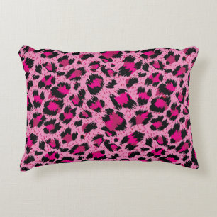 Cojín Decorativo Luminoso y lujoso patrón de leopardo rosa.