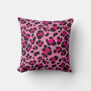 Cojín Decorativo Luminoso y lujoso patrón de leopardo rosa.