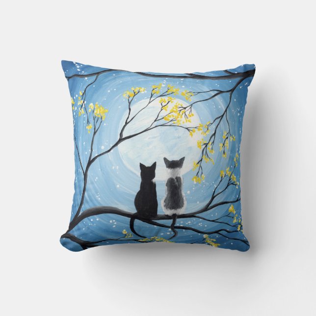 Cojín Decorativo Luna caprichosa con gatos (Anverso)