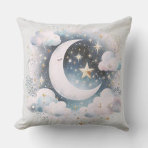 Luna Creciente Azul y Blanco Celestial Boho Modern