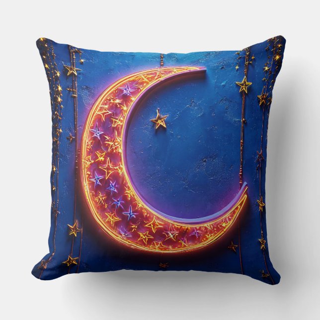 Cojín Decorativo Luna creciente brillante (Anverso)