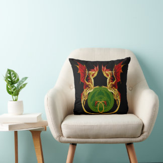 Cojín Decorativo Luna Creciente Celta Y Dragones