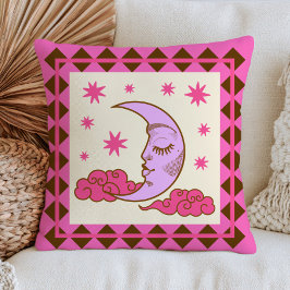 Cojín Decorativo Luna creciente y estrellas BOHO Chic Rosa Celestia