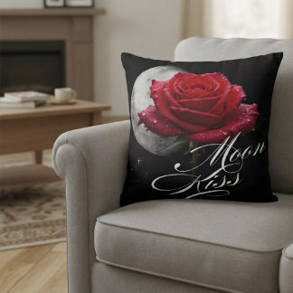 Cojín Decorativo Luna de beso de rosa roja celestial