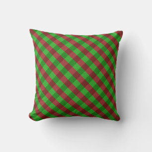 Cojín Decorativo Luna de cuadros roja y verde con purpurina